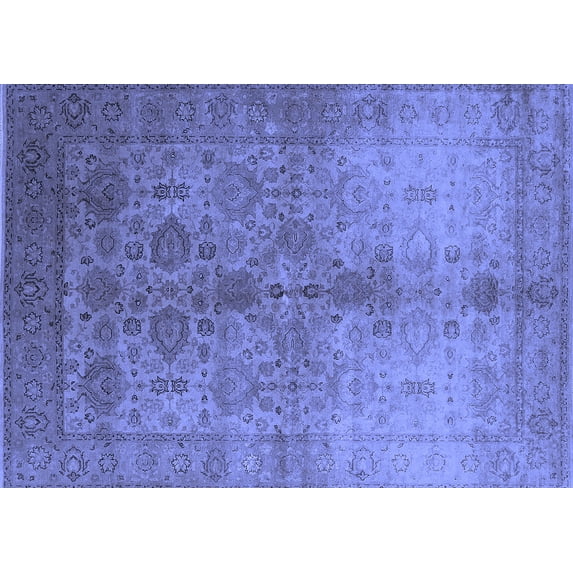 Ahgly Company Machine Washable Indoor Rectangle Oriental Blue Traditional Area Rugs, 6' x 9'