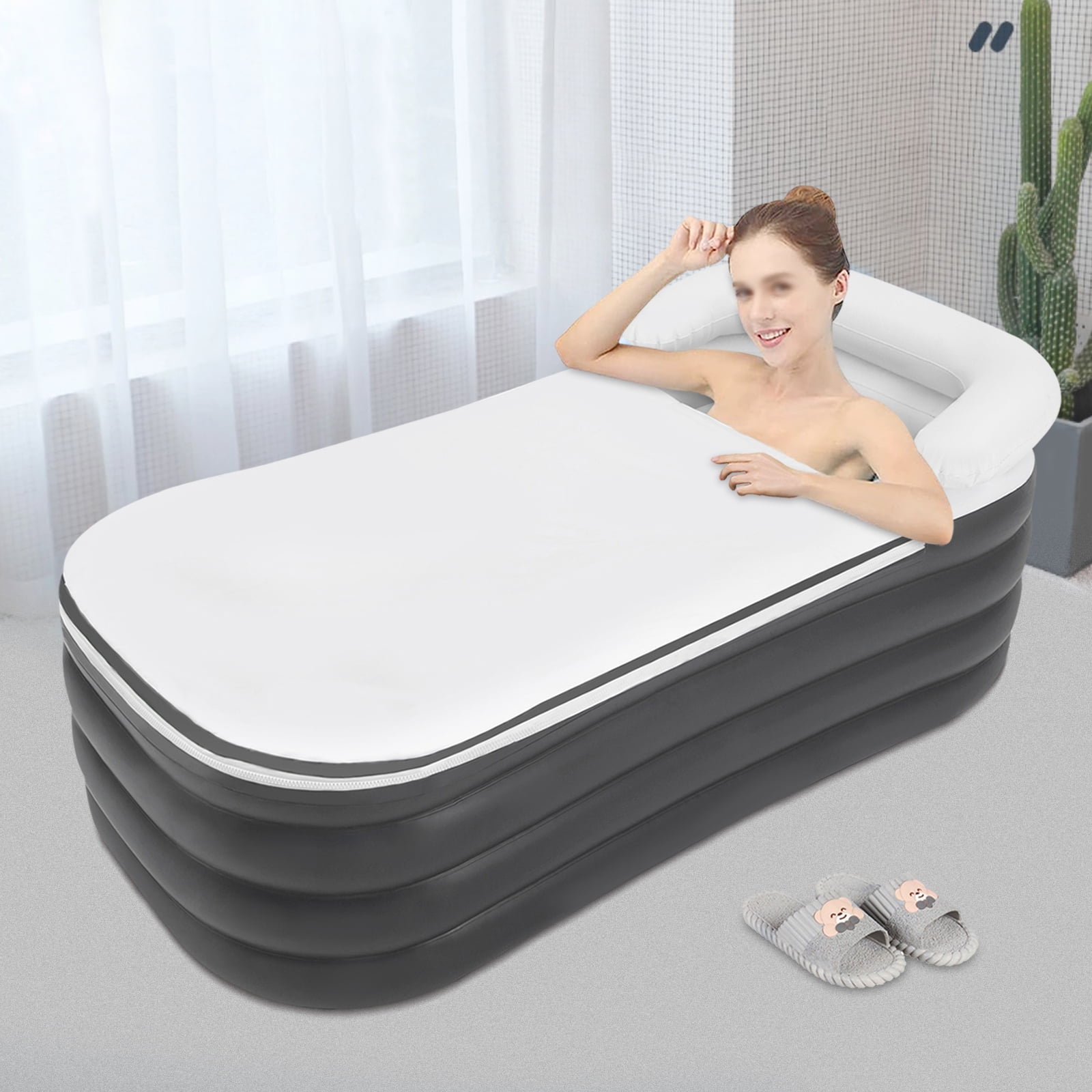 Miumaeov Inflatable Bathtub Foldable Portable Inflatable Bathtub for Shower Unisex Adults SPA Bathtub Shower Stall Hot Bath and Ice Bath 50.84 * 32.28 * 22.44 inches
