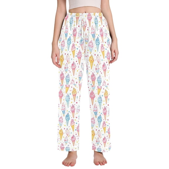 FORMRS Women's Pajama Pants with Pockets Soft Comfy Loungewear Sleep Bottom, Sizes S-2XL, Colorful Ice Cream Pattern