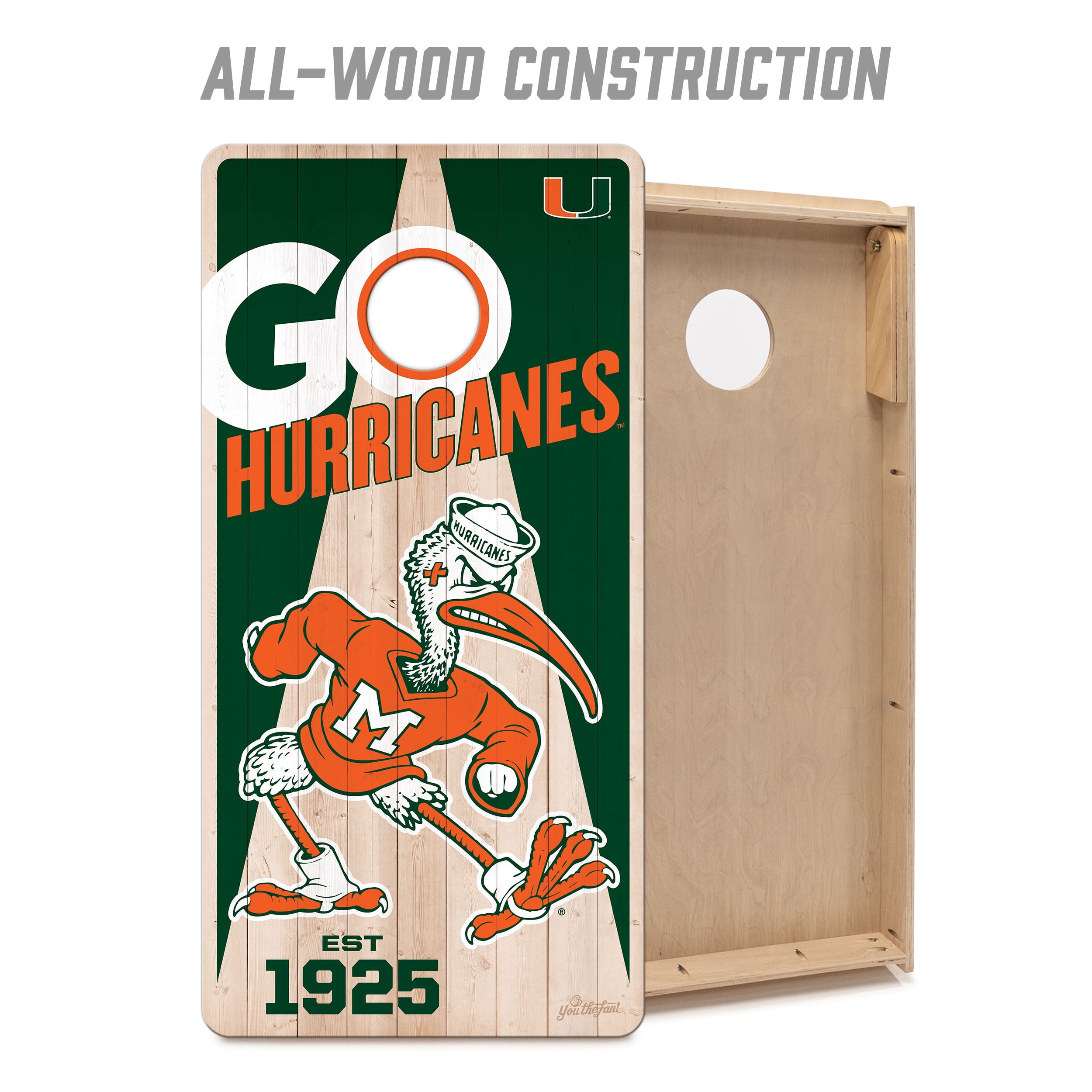 YouTheFan NCAA Miami Hurricanes 2' x 4' Cornhole Game No Bags