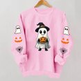 thumbnail image 6 of Womens Halloween Tops Cute Ghost Printed Crew Neck Long Sleeve Trendy Loose Spooky Festival Pullover Top Pink L, 6 of 7