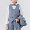 thumbnail image 6 of SHTXOZHI Toddler Boys Gentleman Outfit Long Sleeve Jacket Bowtie Vest Pants 5Pcs Kids Formal Set, 6 of 6