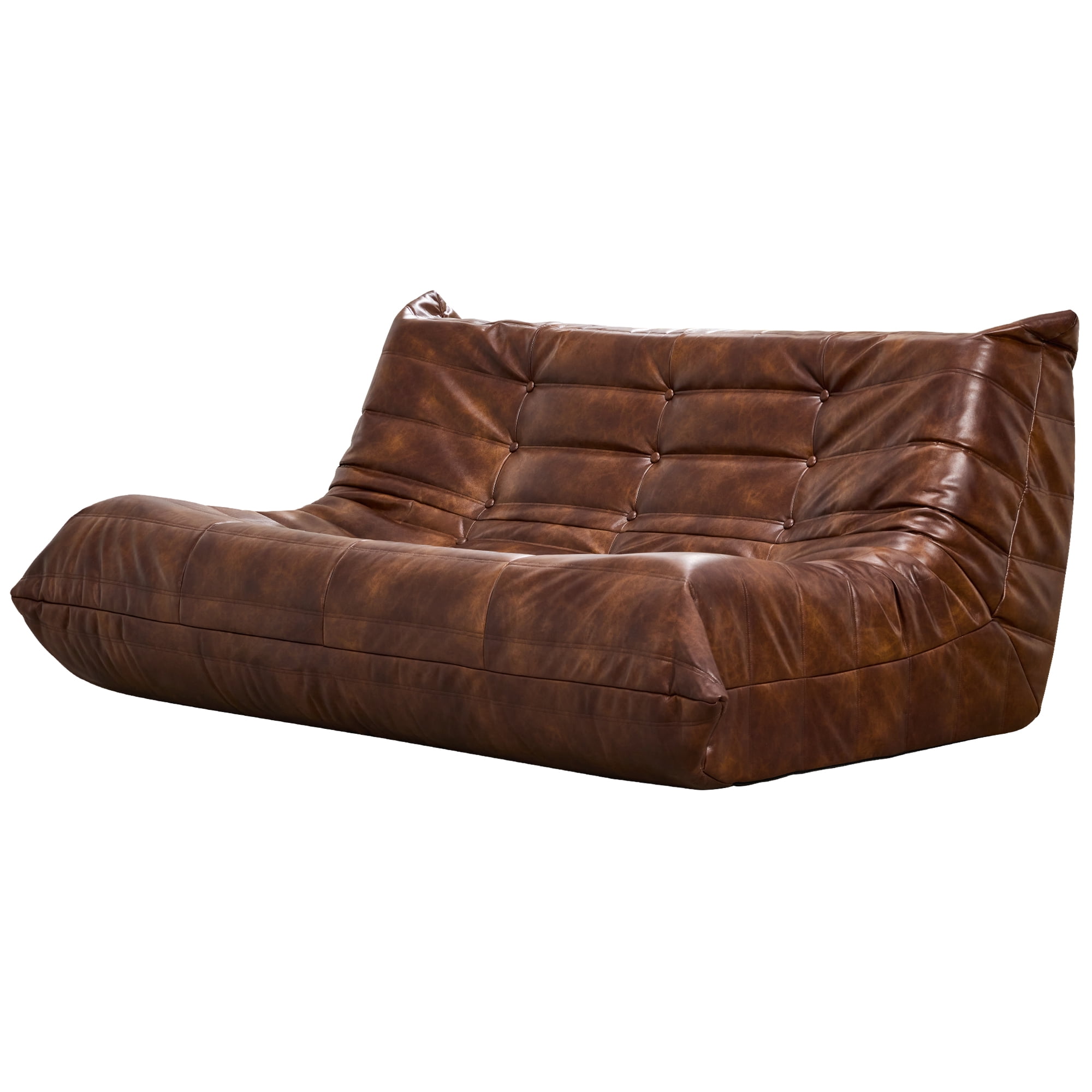Hobestluk Bean Bag Chair Giant Bean Bag Sofa 3 Seater Bean Bag Chairs for Adults, Loveseat Floor Chair, Leather Bean Bag Chairs for Living Room Bedroom Office (Brown, 3-Seater)