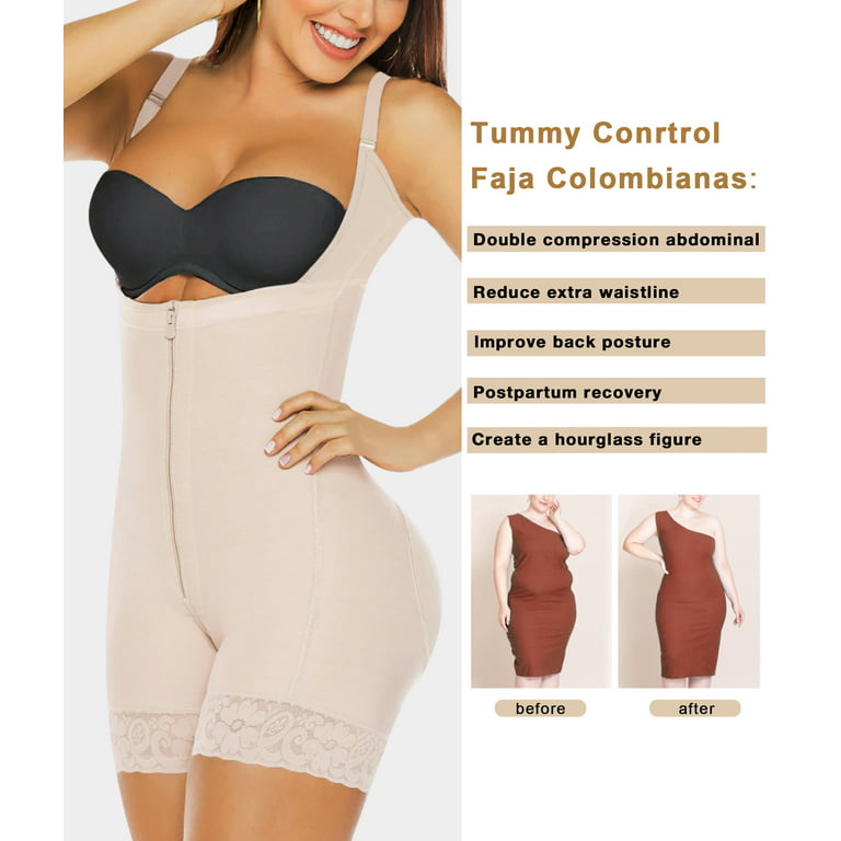 YIANNA Fajas Colombianas Shapewear for Women Postparto Postpartum Body  Shaper Tummy Control Bodysuit Black 3X-Large
