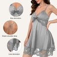 thumbnail image 6 of LWP Women Nightgown Sexy Sleepwear V-neck Modal Babydoll Lace Chemise Lingerie Lounge Dress, 6 of 8
