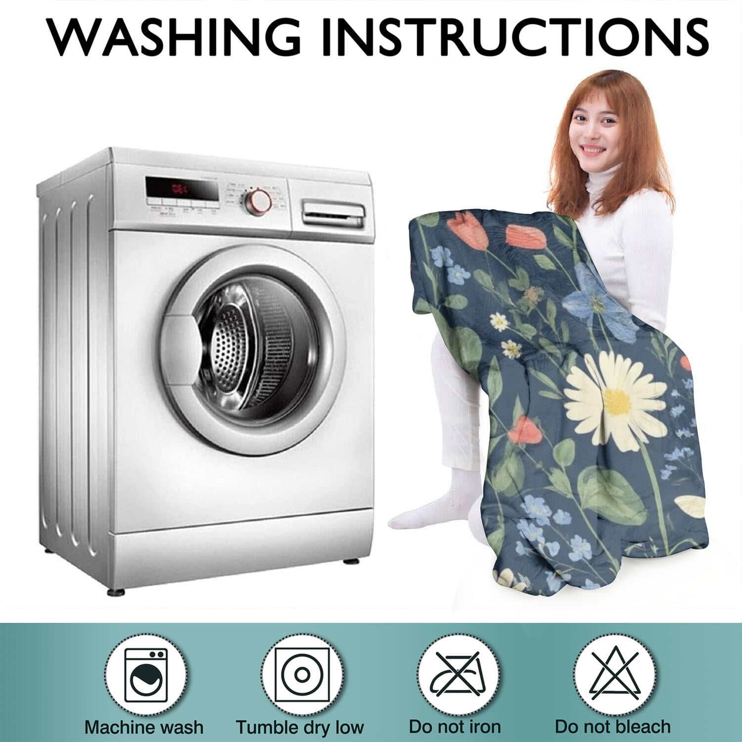 Wearable Oversized Blanket,Pioneer Flower Floral Print Pattern Wearable Blanket Hoodie for Adults,Cozy Hooded Blankets with Super Pockets,Super Warm Fuzzy Pullover for Women & Men