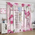 thumbnail image 3 of Pink Floral Bible Verse Quotes Curtain, Vintage Christian Scripture Window Treatments Butterfly Rose Flower Blackout Drapes for Women Bedroom Living Room Kitchen W42xL63in, 3 of 6