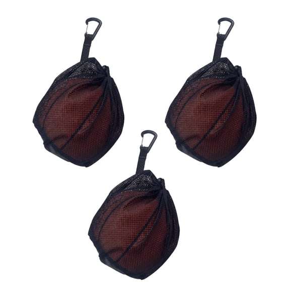 3 PCS Single Mesh Ball Bag,Drawstring Carrying Bag with Zipper Pocket & Shoulder Strap for Basketball Soccer Volleyball Football