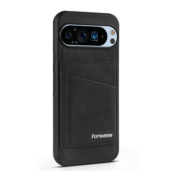 Decase PU Leather & TPU Shockproof Hybrid Case for Google Pixel 9 Pro XL with Magnetic Card Holder & Slim Back Cover,Credit Card Slots,Stylish Flip Wallet Cover for Google Pixel 9 Pro XL,Black