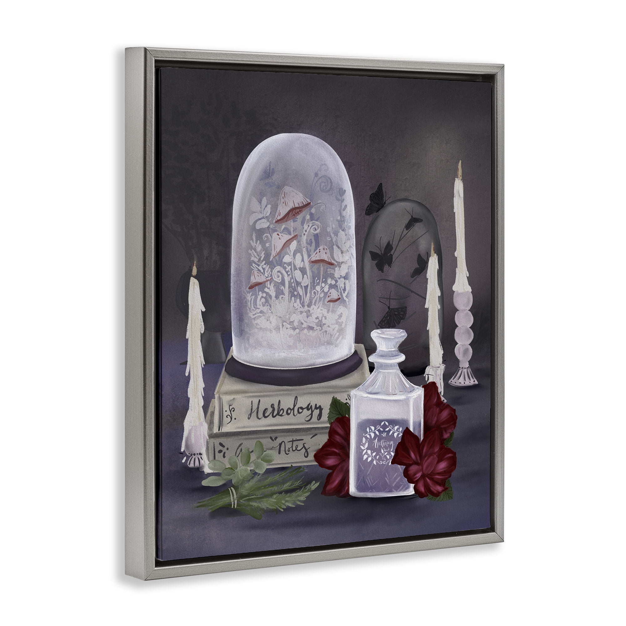 Stupell Industries Spooky Apothecary Vibes Gray Framed Floater Canvas Wall Art, design by Adreane Fippinger