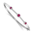 thumbnail image 1 of Quality Gold BM4031-RU-025-WA 14K White Gold Diamond & Cabochon Ruby Bangle, 1 of 1
