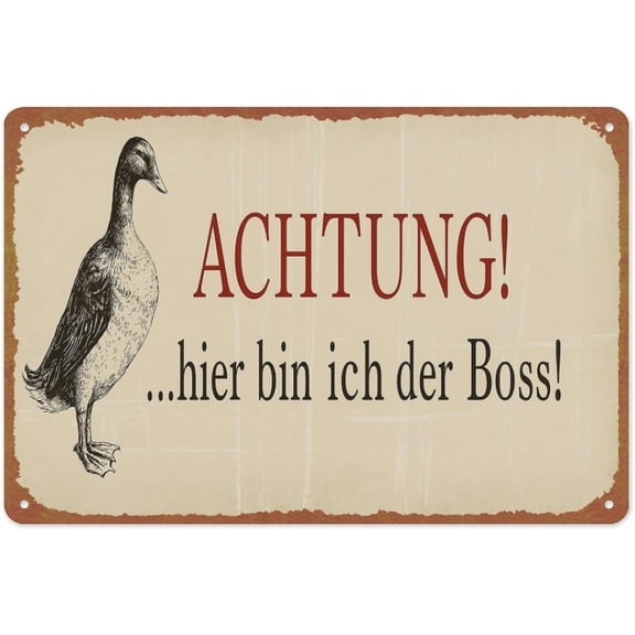 Vintage Duck Metal Tin Sign Wall Decor, Funny Poster for Cafe, Bar, Restaurant, or Shop, 8 x 12 Inches