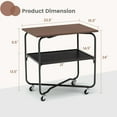 thumbnail image 2 of Gymax 2-Tier Folding Rolling Cart Kitchen Utility Cart Tool-Free Installing Brown, 2 of 10