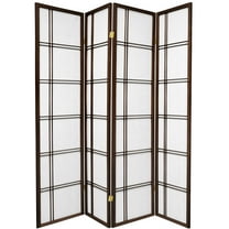 6 ft. Tall Double Cross Shoji Screen - Walnut - 4 Panels