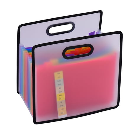 Accordian Expanding File Folder A4 Paper Filing Cabinet 12 Pockets Rainbow Coloured Portable Receipt Organizer with File Guide and Label Cards for Office (Best Way To File Receipts)