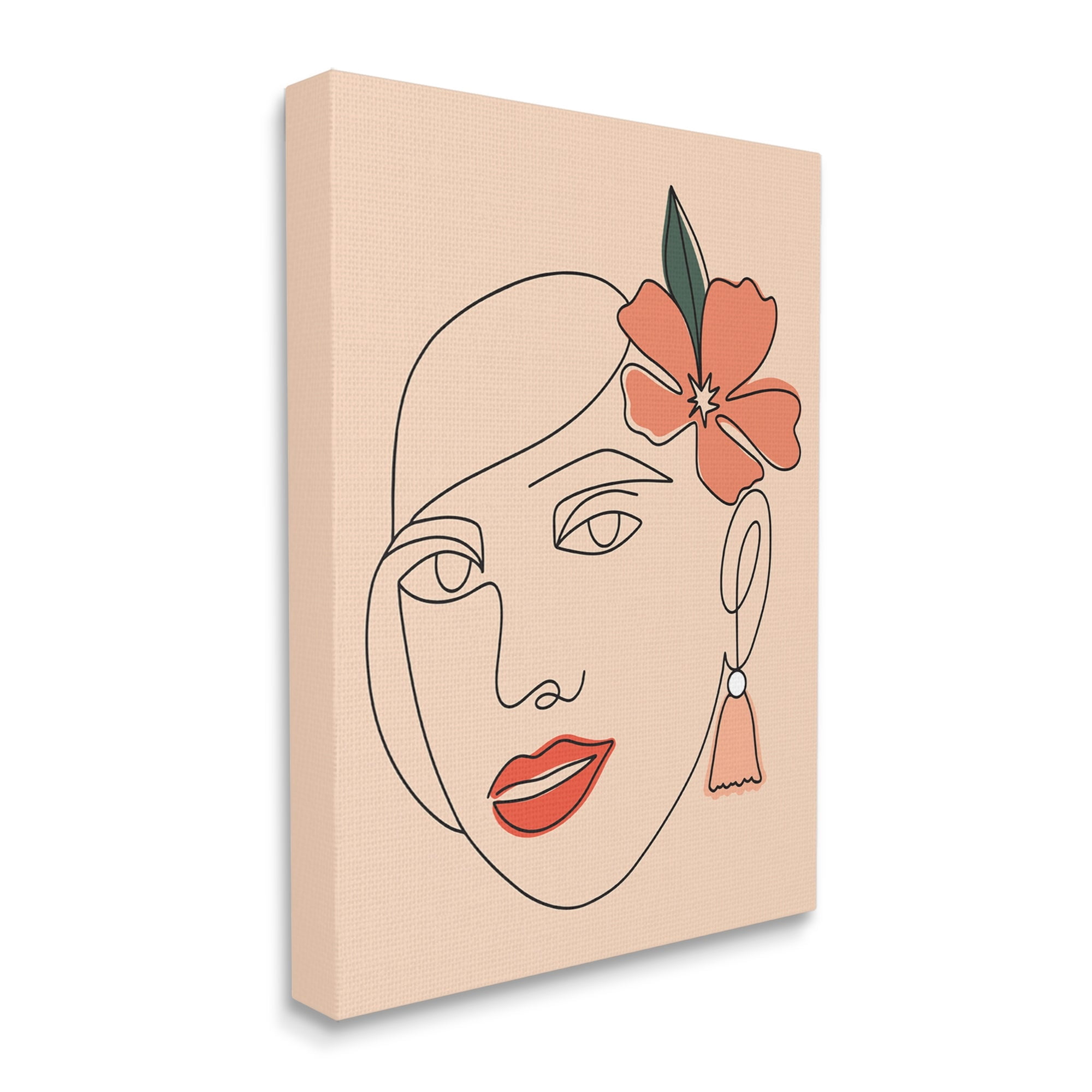 Stupell Industries Abstract Line Doodle Woman Lipstick Flower Blossom Graphic Art Gallery Wrapped Canvas Print Wall Art, Design by Hey Bre! Creative Studio