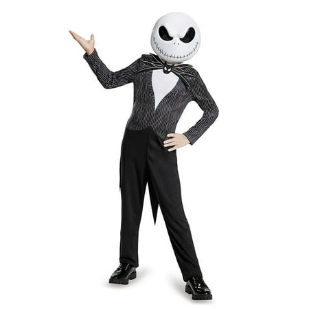 Jack Skellington Child Classic Nightmare Before Christmas Disney Costume, Large/10-12, Product Includes: Jumpsuit with attached coat tails, detachable bow and half mask By Disguise
