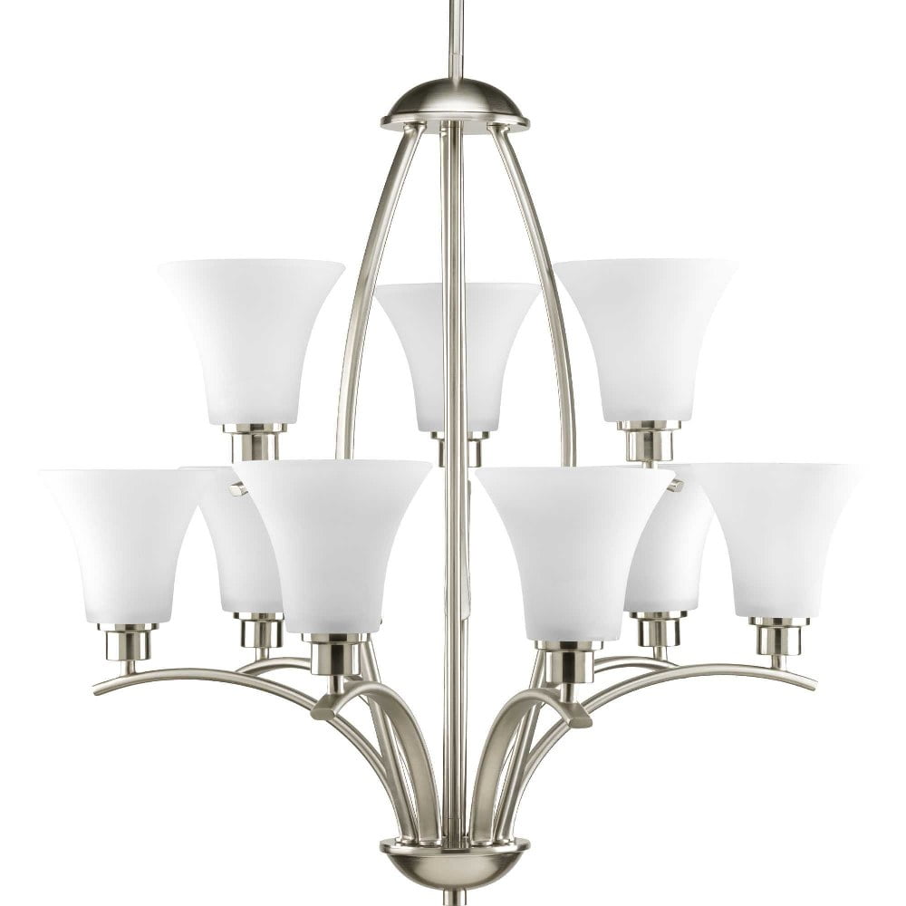 Progress Lighting Joy Brushed Nickel Contemporary/Soft Chandelier w/ 9 Light 100W - P4492-09