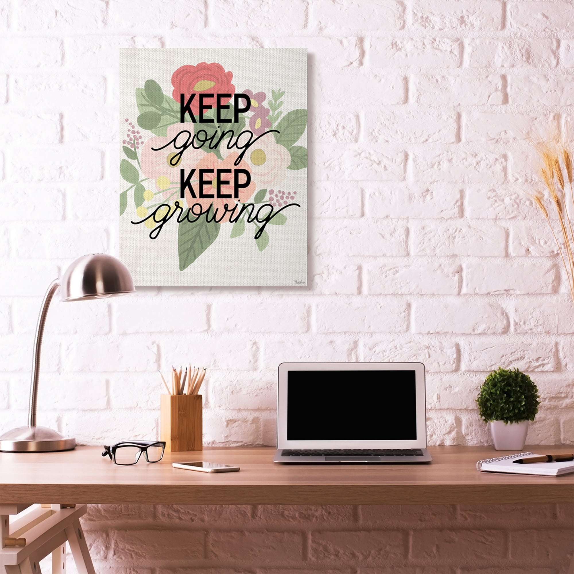 Stupell Home Décor Keep Growing Flower Drawing Inspiring Word Design Canvas Wall Art by Gigi Louise