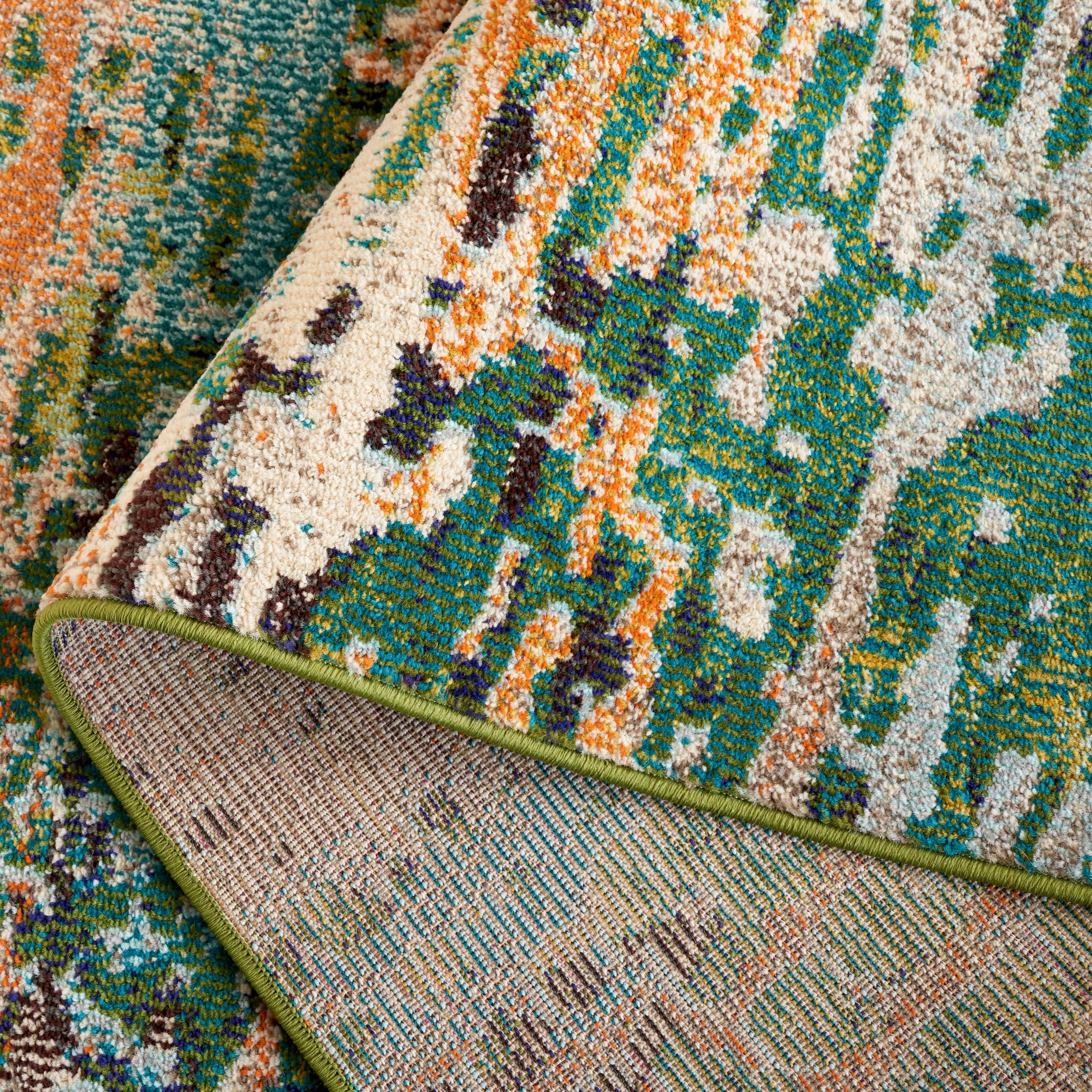 SAFAVIEH Madison Xanthia Abstract Area Rug, Green/Rust, 9' x 12'