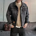 thumbnail image 4 of Botón Otoño Gris Con Bordado Abrigos De Mezclilla Para Hombre Chaqueta De Mezclilla Para Hombre Chaqueta Vaquera Azul De Vaquero De Invierno Ropa De Abrigo De Gran Tamaño Rock Talla Grande Lavada, 4 of 4
