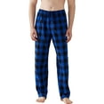 thumbnail image 5 of Onimisc Mens Pajama Pants Flannel Plaid Cotton Sleep Lounge Pants Warm Sleepwear Pants PJ Bottoms with Pockets and Button Fly, 3 Pack, 5 of 10