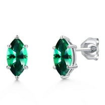 Gem Stone King 14K White Gold Rainforest Topaz Double Notch Stud Earrings for Women Men | 1.20 Cttw | Gemstone November Birthstone | Marquise 8X4MM