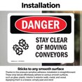 thumbnail image 3 of (2 Pack) Stay Clear Of Moving Conveyors OSHA Danger Sign 14 Inch X 10 Inch Vinyl Label Decal Sticker Weather Resistant, UV Protected for Workplace, Business, and Construction Site, Made, 3 of 7