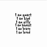 Vinyl Wall Art Decal - I Am Smart I Am Kind I Am Silly I am Honest - 22" x 17" - Positive Words Of Affirmations For Home Bedroom Living Room Classroom School Office Decoration Sticker (Black)