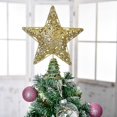 thumbnail image 2 of 10.7 Inch Gold Christmas Star Tree Topper. Metal Glittered Christmas, 2 of 5