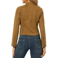 thumbnail image 3 of INSPIRE CHIC Women's Faux Suede Stand Collar Zip up Cropped Motorcycle Jacket XS Brown, 3 of 8