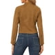 thumbnail image 3 of Chaqueta de motocicleta recortada con cuello alzado y cierre de cremallera de ante sintético para mujer INSPIRE CHIC M Marrón, 3 of 7