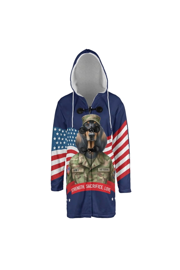 Happy Father's Day Honoring Veterans Afghan Hound in Army Uniform All Over Print 3D Hooded Duffle Toggle Coat Dog Lover - 13007