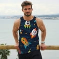 thumbnail image 6 of Honeii Spaceships and Stars Pattern Men's Workout Tank Top Casual Sleeveless Gym Muscle Shirts Bodybuilding Tee-3X-Large, 6 of 7