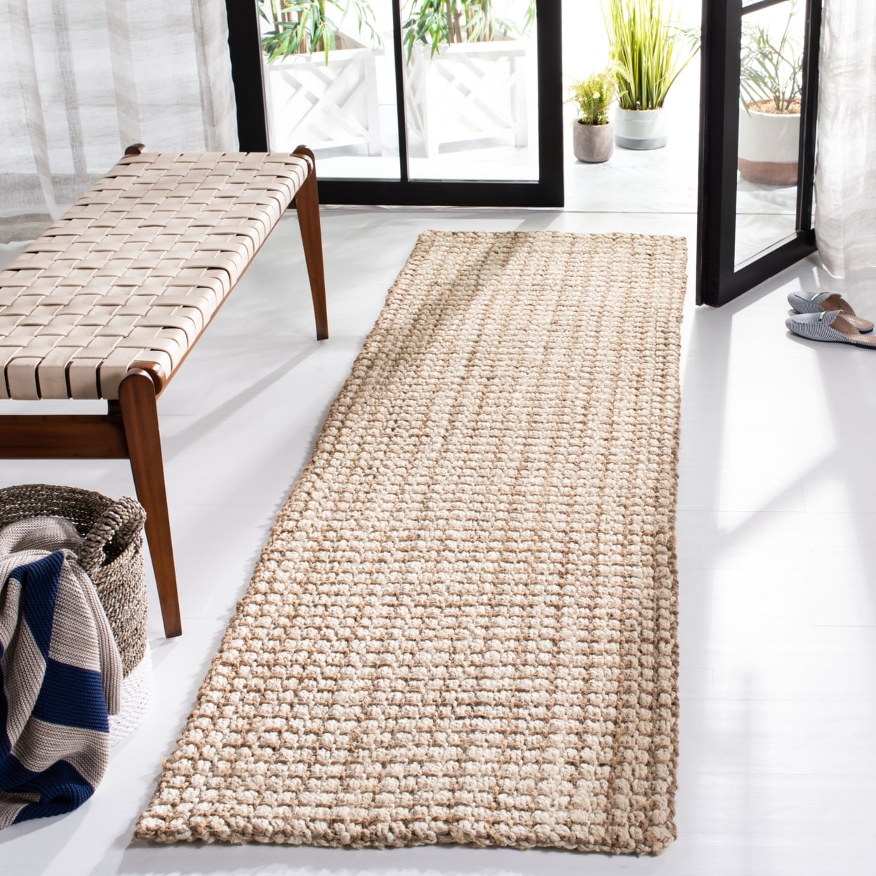 SAFAVIEH Natural Fiber Aletha Solid Area Rug, Ivory/Light Brown, 10' x 14'