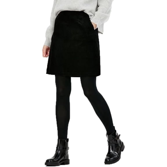 Joules Women's Hannah Ribbed Corduroy Skirt (Black, 8/Medium)