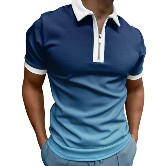 Sngxgn Men's Fit Midweight Short-Sleeve Polo(Blue,L)