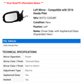 thumbnail image 2 of Left Mirror - Compatible with 2016 Honda Pilot, 2 of 2