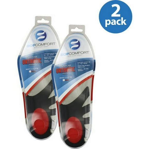 Sof~Comfort Men's Orthotic Memory Foam Insoles 2 Pack Value Bundle