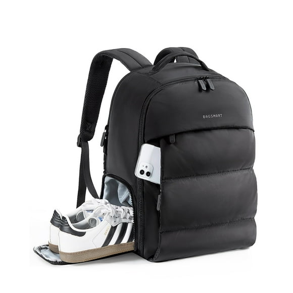 BAGSMART 30L Carry On Backpack with Shoe Compartment, Airline Approved Travel Backpack, Lightweight Travel Bag Fits 15.6 Inch Laptop, Water-Resistant, Black