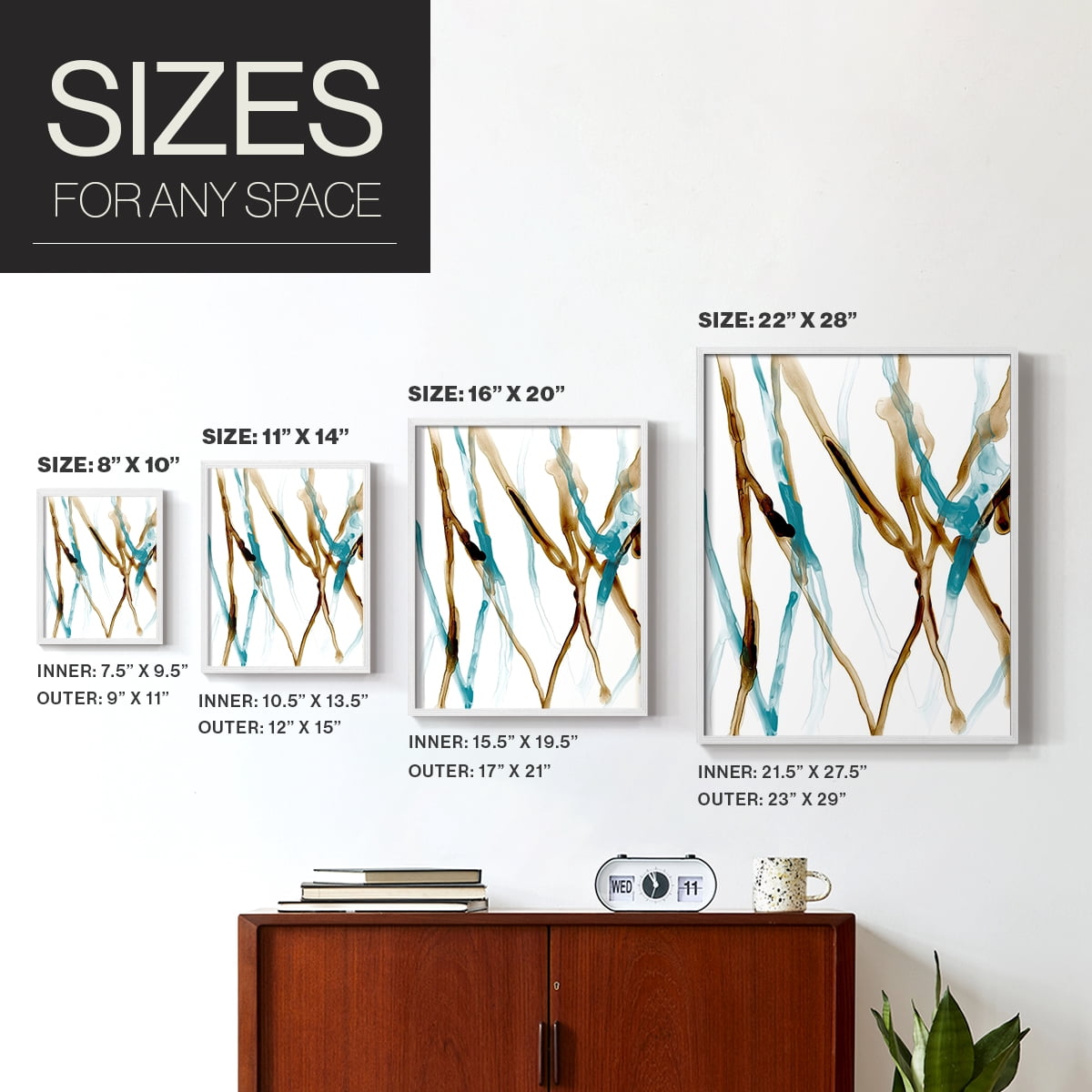 Runnel XVII in White Solid Wood 11 x 14 Framed Print