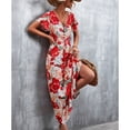 thumbnail image 3 of Vestido con dobladillo con volantes,Vestido estampado con cuello en V Vestido floral con cuello en V Ropa de playa Vestido de mujer Calidad inigualable, 3 of 6