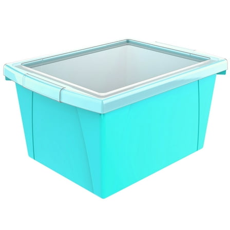 Storex 4 Gallon Storage Bin with Lid, Teal