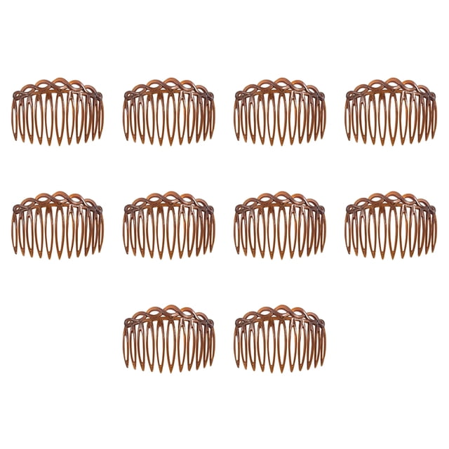 Guardurnaity 10 peines torcidos para el cabello, decoración de plástico, tenedor, peine, sombreros para mujeres, café oscuro Type3 NO3