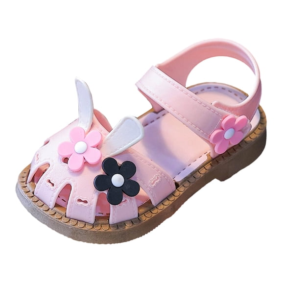 KPOPLK Infant Baby Girls Sandals Summer Beach Outdoor Bowknot Soft Rubber Sole Toddler Princess Dress Flats Walking Shoes Size 6,Pink