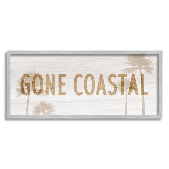 Stupell Industries Gone Coastal Beach Pun Funny Tropical Palm Trees, 24 x 10, Design by Daphne Polselli
