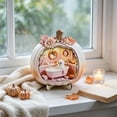 thumbnail image 6 of Halloween Ghost Pumpkin Mini House Light, Illuminated Wooden Miniature Scene Ornament with Cute Spirit Figure, Desktop Tabletop Decoration for Mantel, Shelf, Entryway, Party & Fall Display, 6 of 6