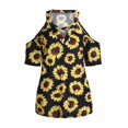 thumbnail image 3 of AMERTEER Femmes Aguichant Col en V Couleur Imprimé 3D Manches Courtes Pli Décontracté Blouse Hauts T-shirt pour Femmes, 3 of 6