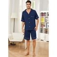 thumbnail image 3 of U2SKIIN Mens Pajama Set, Lightweight Button-up Short Pajama Set for Men(Navy, M), 3 of 5