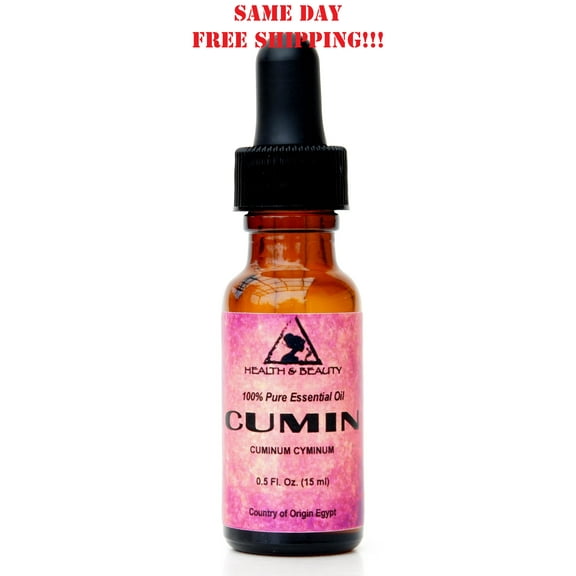 CUMIN ESSENTIAL OIL AROMATHERAPY NATURAL 100% PURE GLASS DROPPER 0.5 OZ, 15 ml